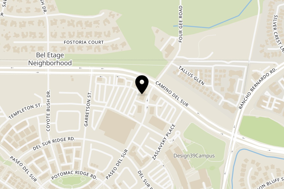 Map showing the location of Sushi Ren on 16480 Paseo Del Sur in San Diego